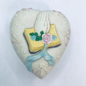 Praying Hands Ceramic Heart Trinket Box